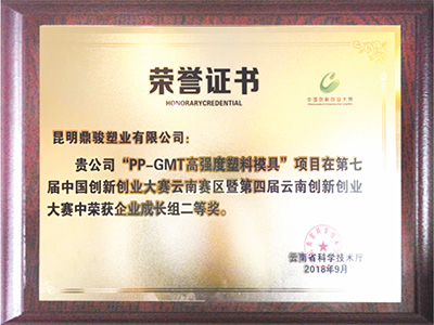 鼎駿PP-GMT高強(qiáng)度塑料模具榮譽證書